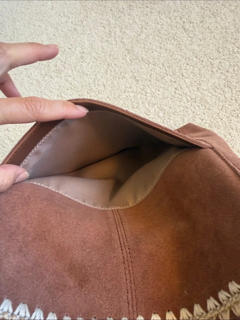 Like new “The Sak Lucia Crossbody” Women's Brown Suede Bag with Adjustable Strap